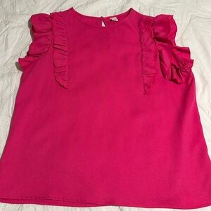 Hot Pink Ruffle sleeve top
